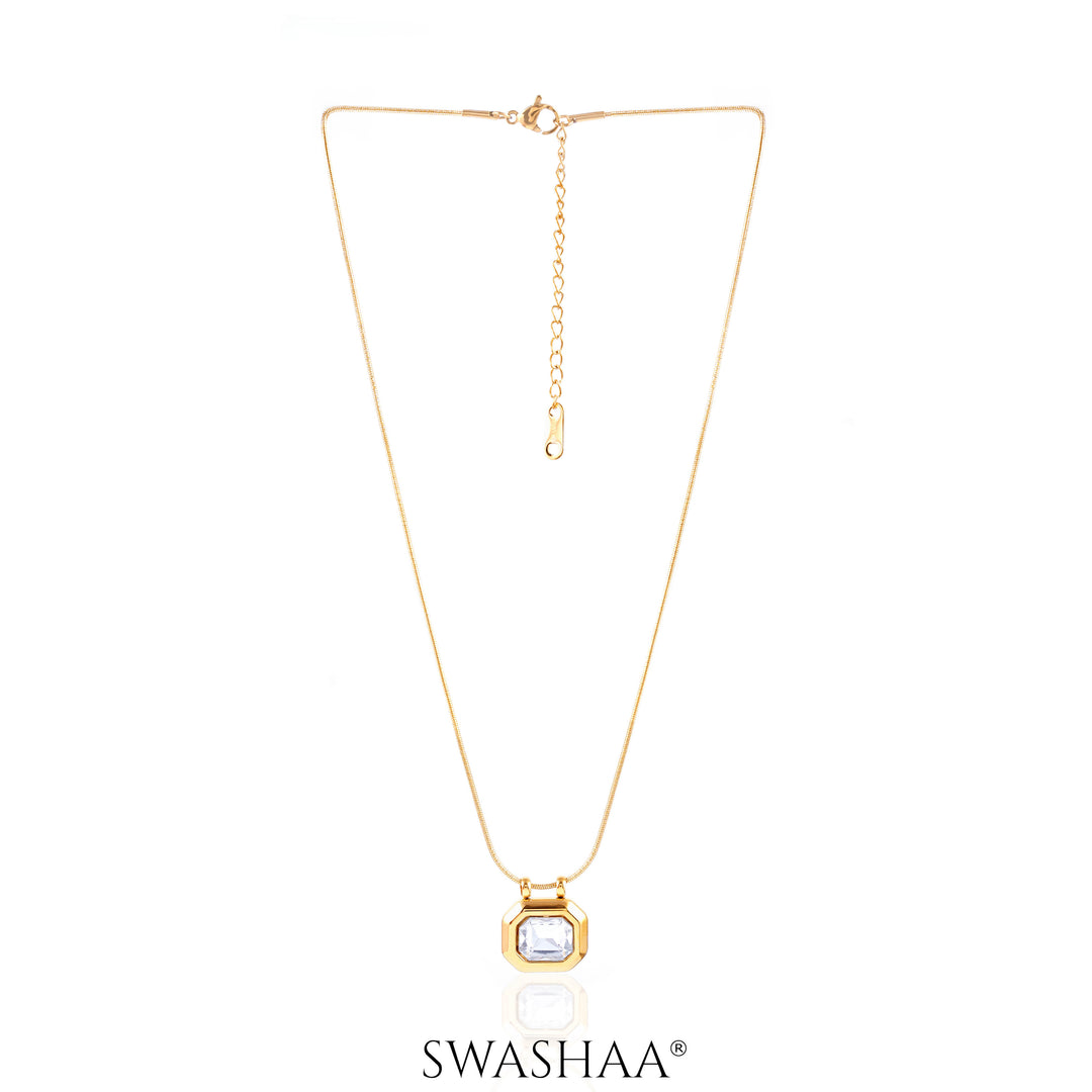 Opulent Solitaire 18K Gold Plated Necklace