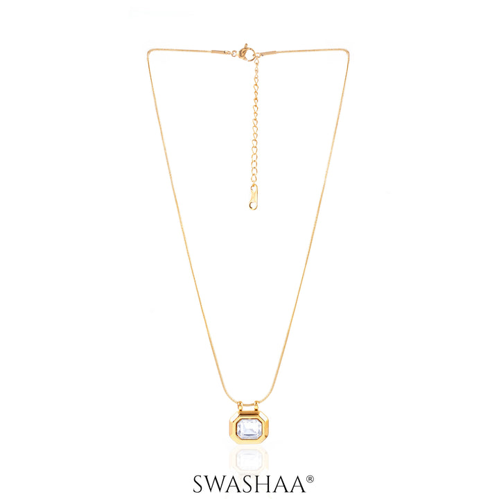 Opulent Solitaire 18K Gold Plated Necklace