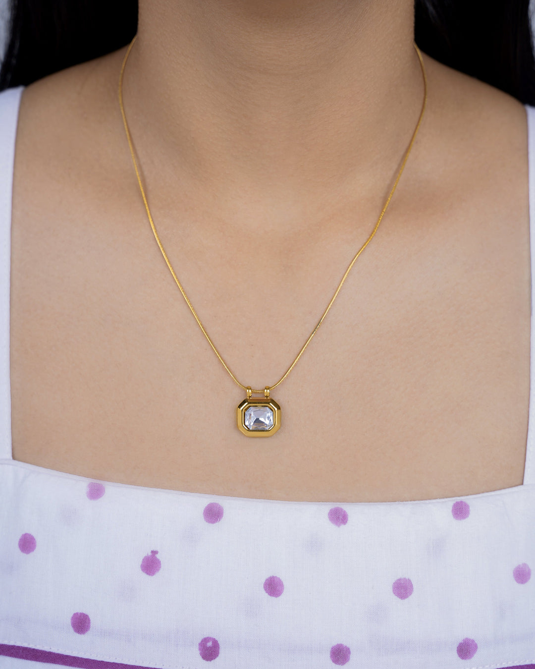 Opulent Solitaire 18K Gold Plated Necklace