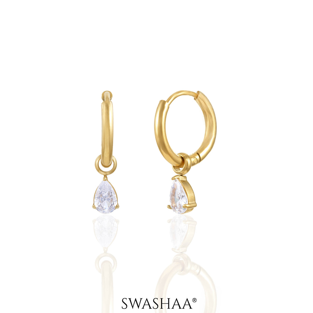 Dew Drop Diamond Loop 18K Gold Plated Kid's earrings