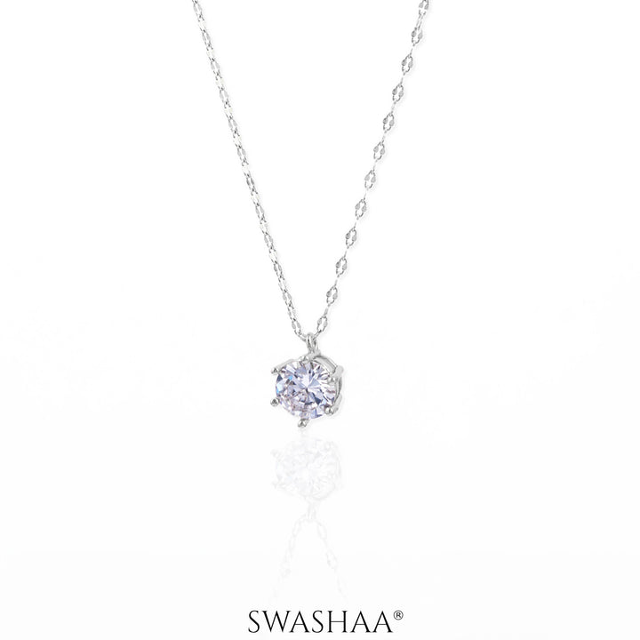 Perennial Solitaire Silver Necklace