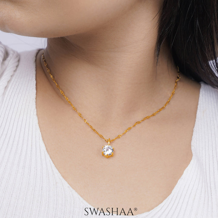 Perennial Solitaire 18K Gold Plated Necklace