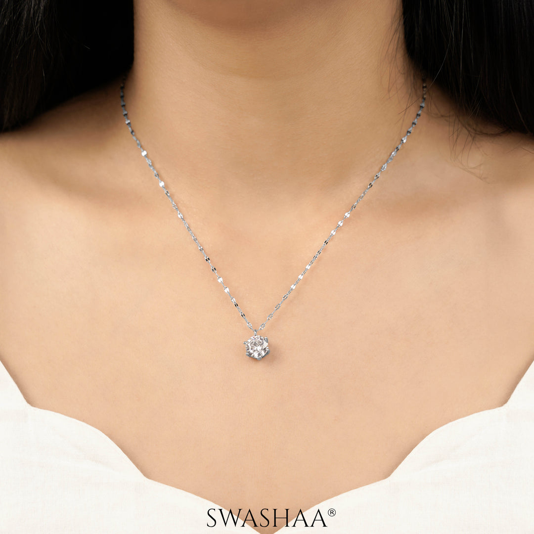 Perennial Solitaire Silver Necklace