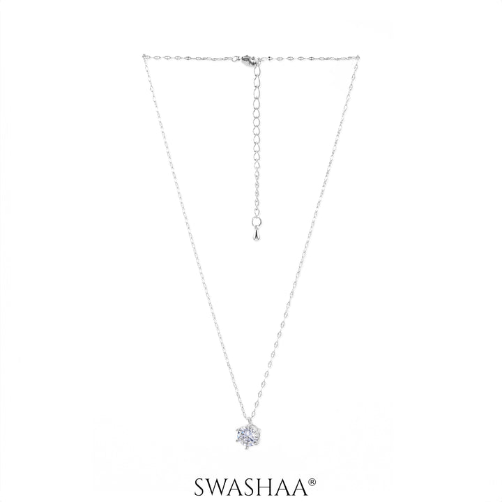 Perennial Solitaire Silver Necklace