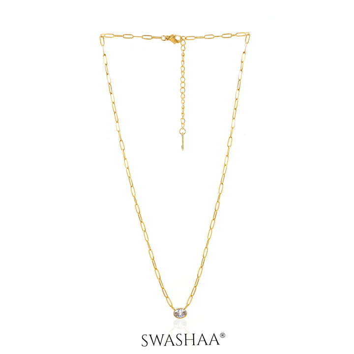 Pinsk Solitaire 18K Gold Plated Necklace