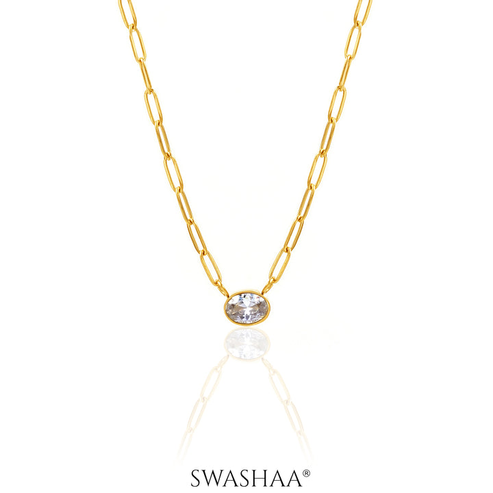 Pinsk Solitaire 18K Gold Plated Necklace