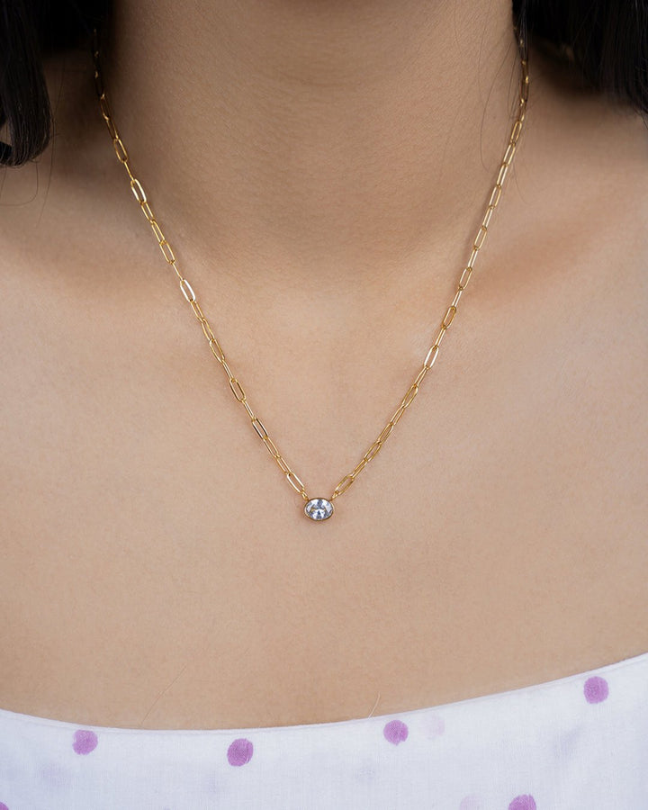 Pinsk Solitaire 18K Gold Plated Necklace