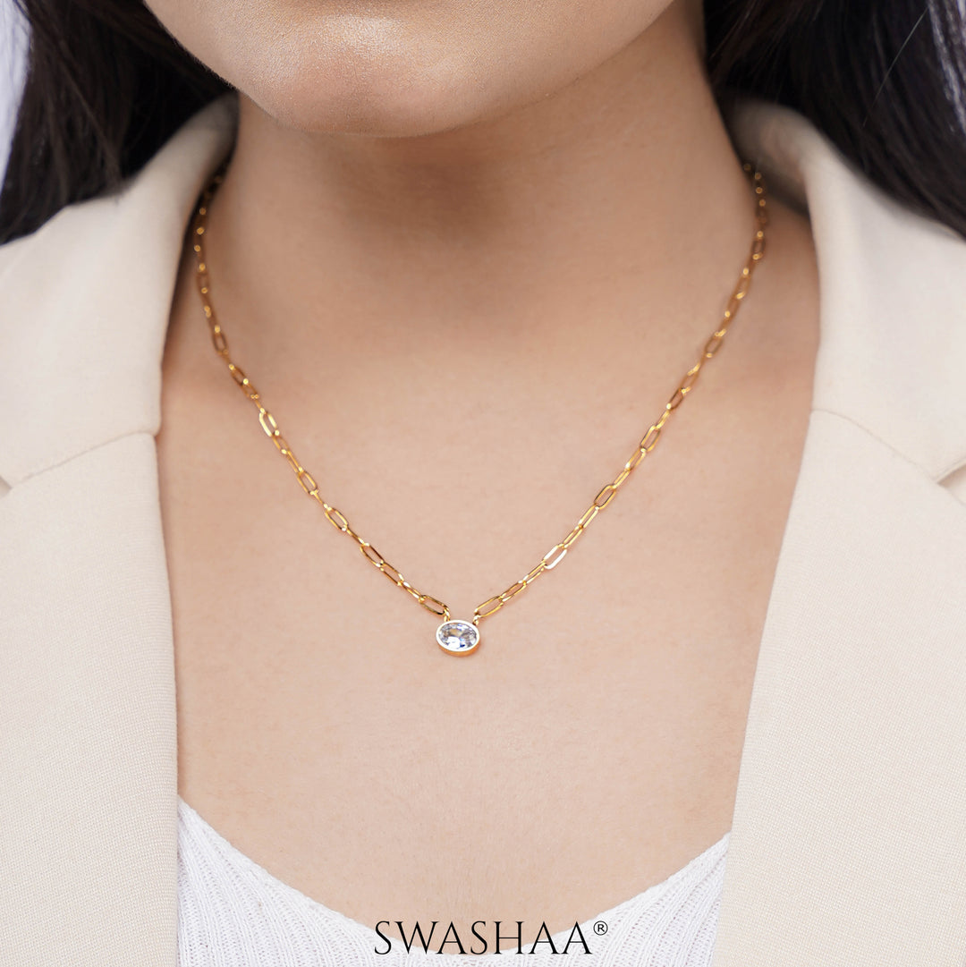 Pinsk Solitaire 18K Gold Plated Necklace