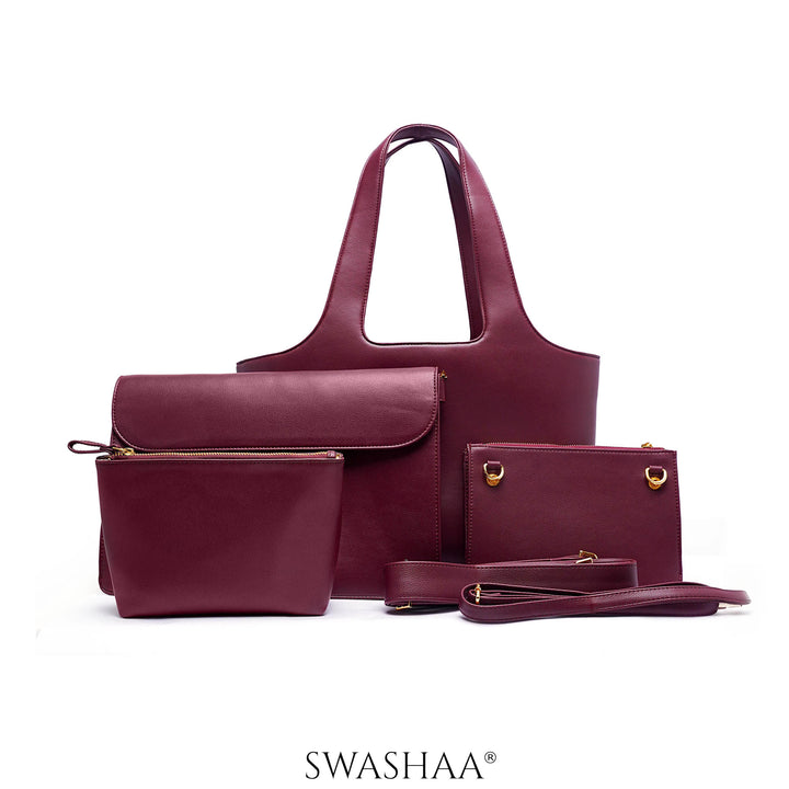 Plum Burgundy Bliss Leather Tote Bag