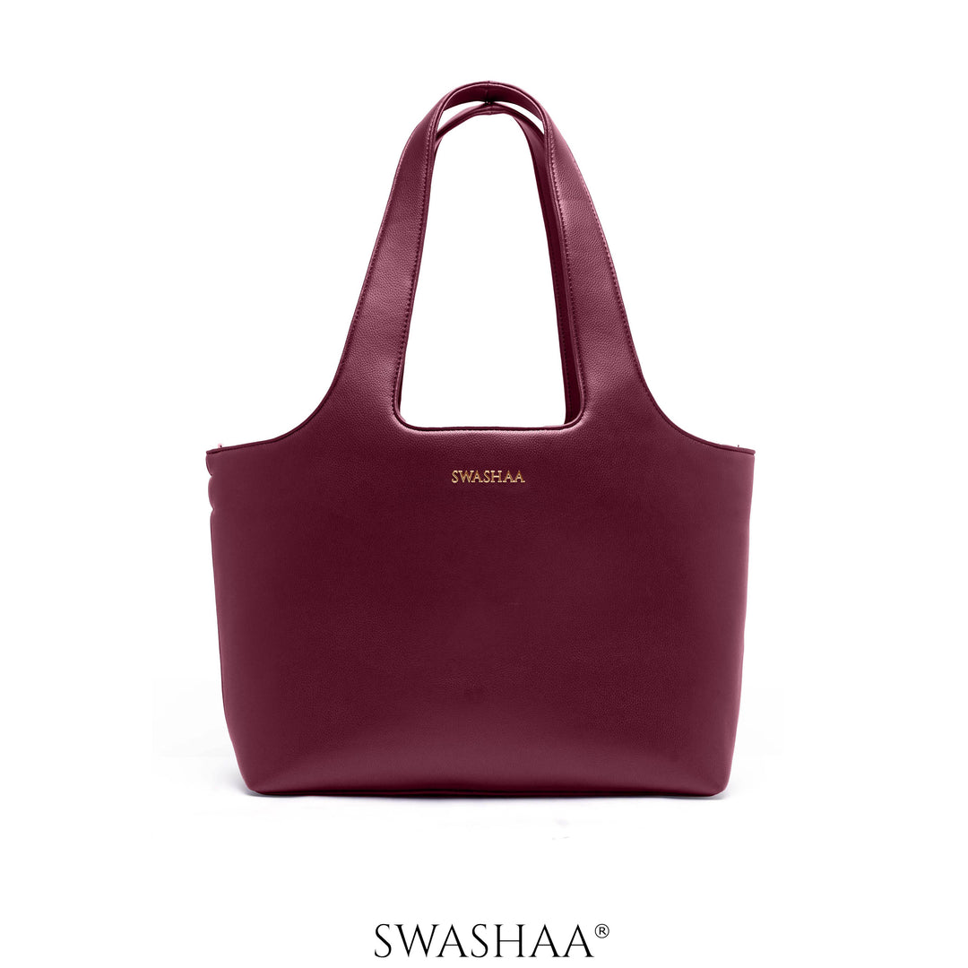 Plum Burgundy Bliss Leather Tote Bag