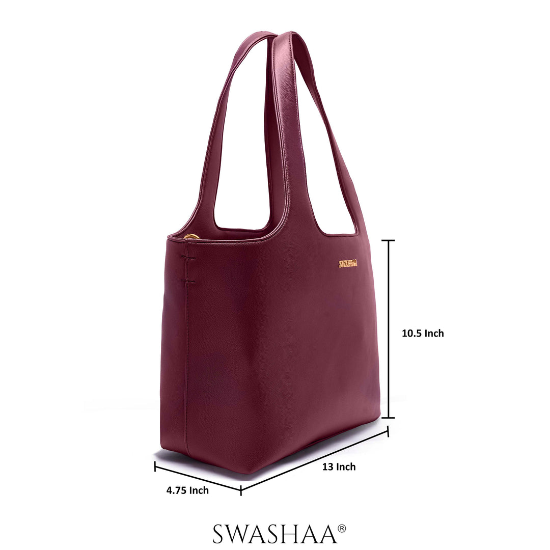 Plum Burgundy Bliss Leather Tote Bag