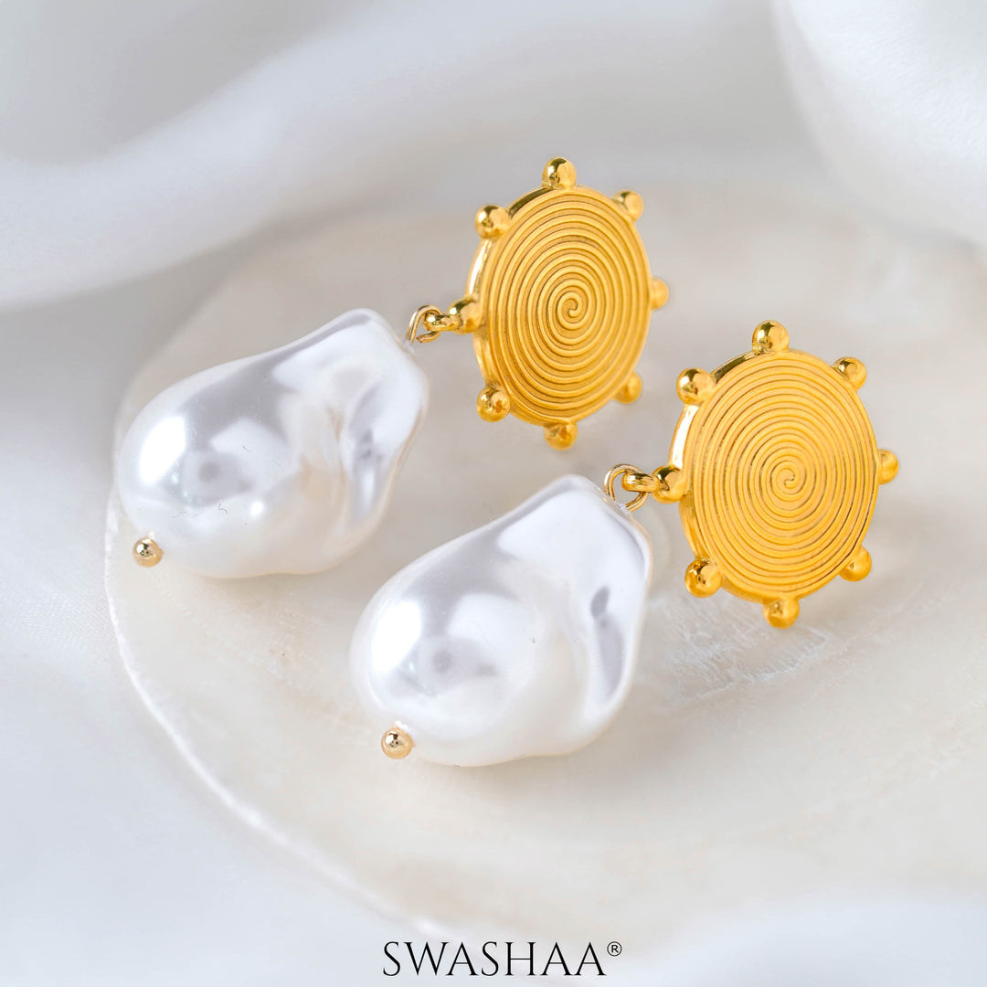 Pomponia Pearl 18K Gold Plated Earrings