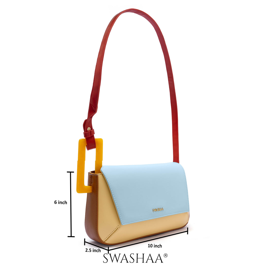 Rea Geometic Flap Leather Shoulder Bag