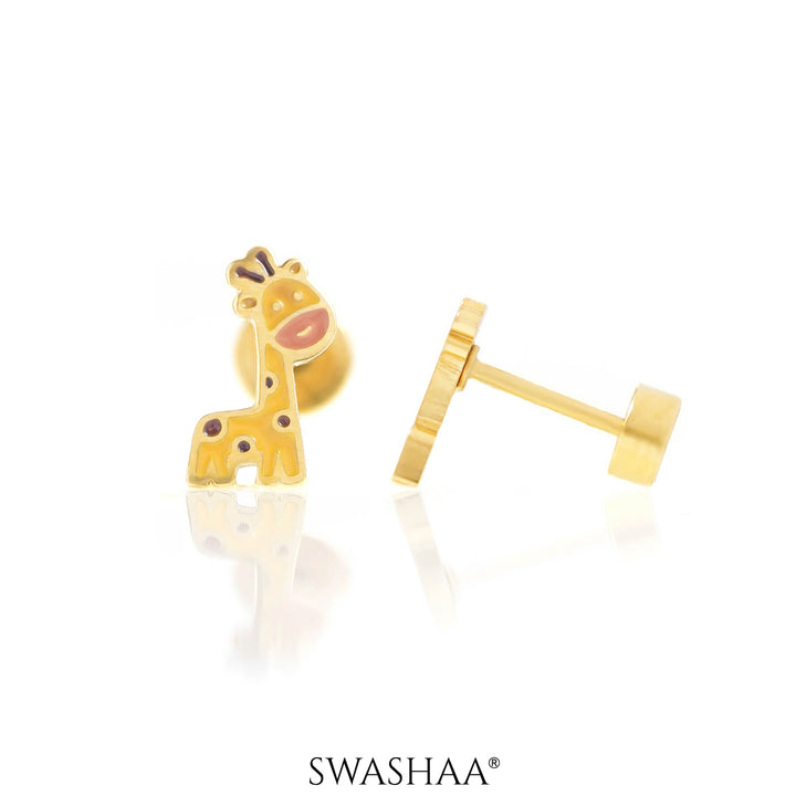 Rooh Giraffe 18K Gold Plated Kid's Earrings