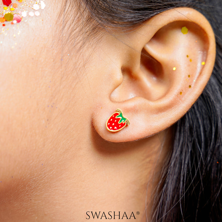 Strawberry 18K Gold Plated Kid's Earrings