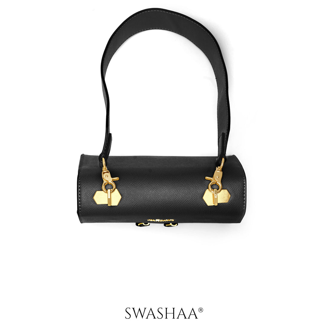 Saanvi Black Leather Sling Bag