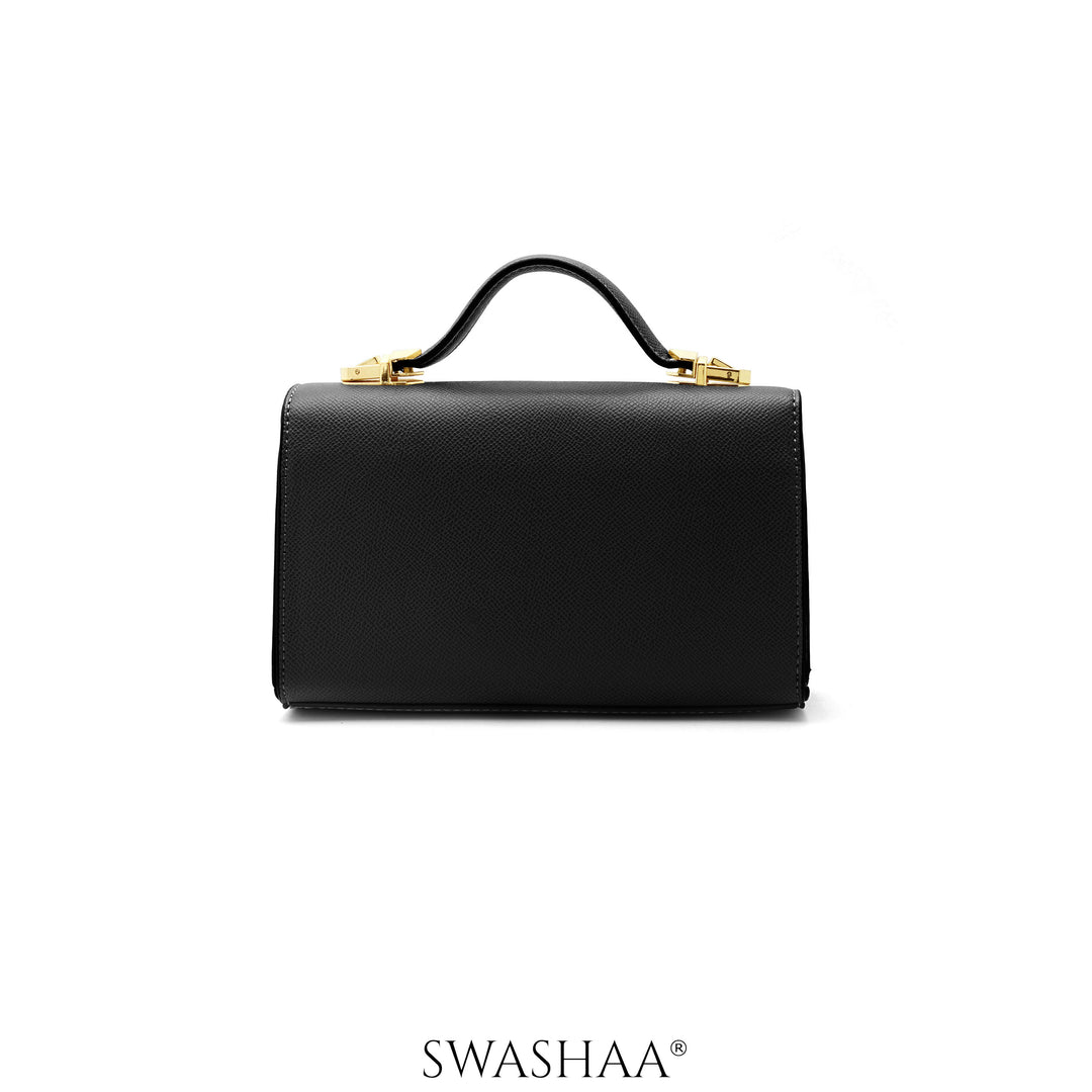 Saanvi Black Leather Sling Bag