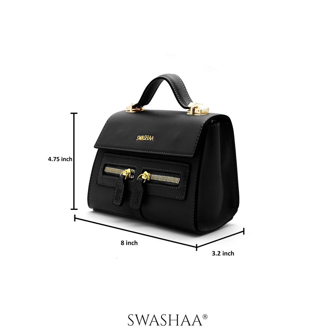 Saanvi Black Leather Sling Bag