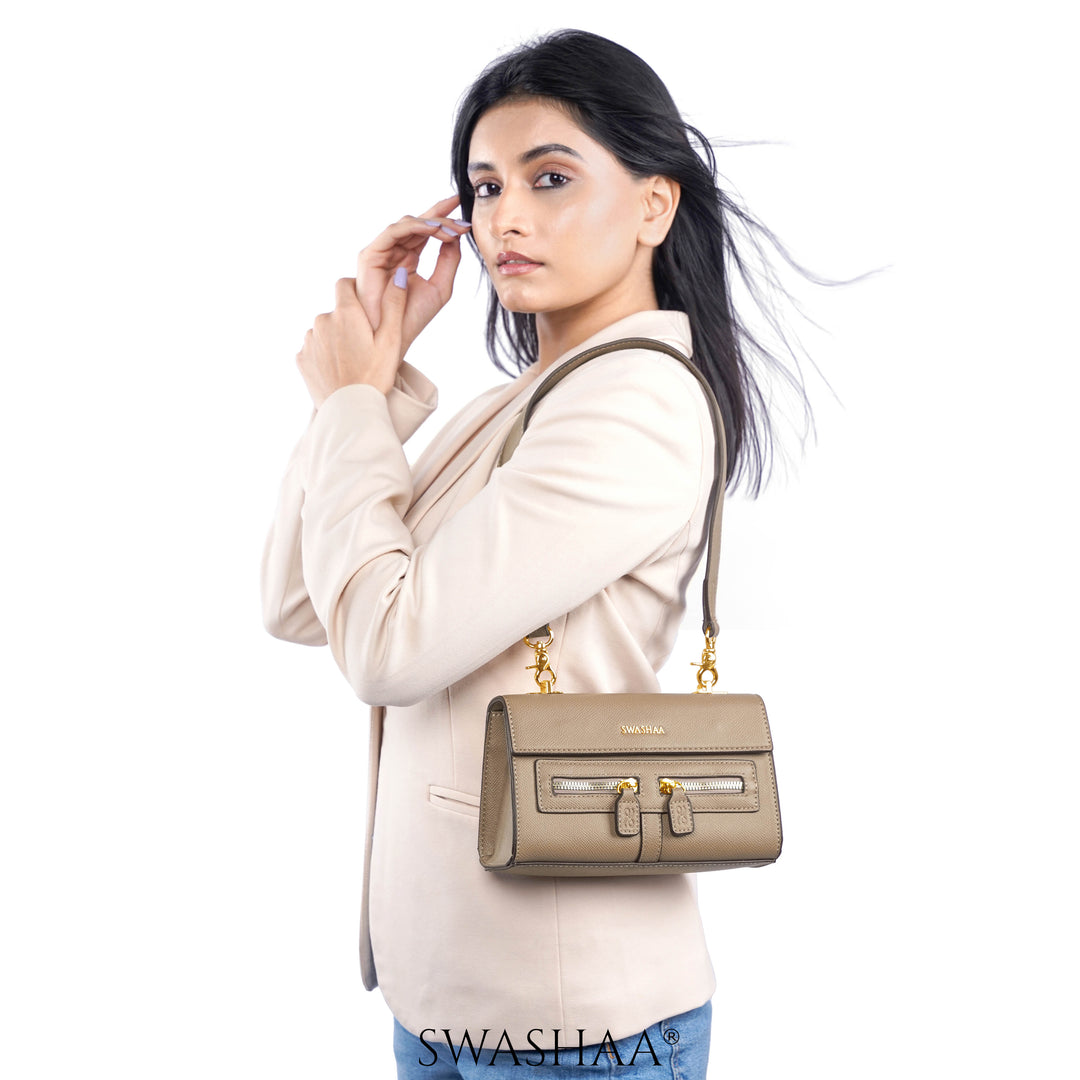 Saanvi Natural Brown Leather Sling Bag