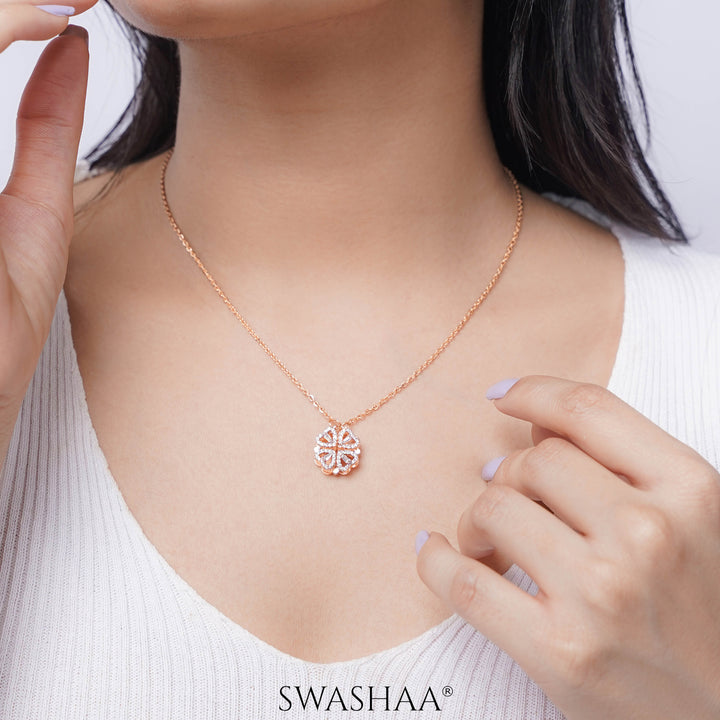 Shiny Clover Rosegold Plated Necklace