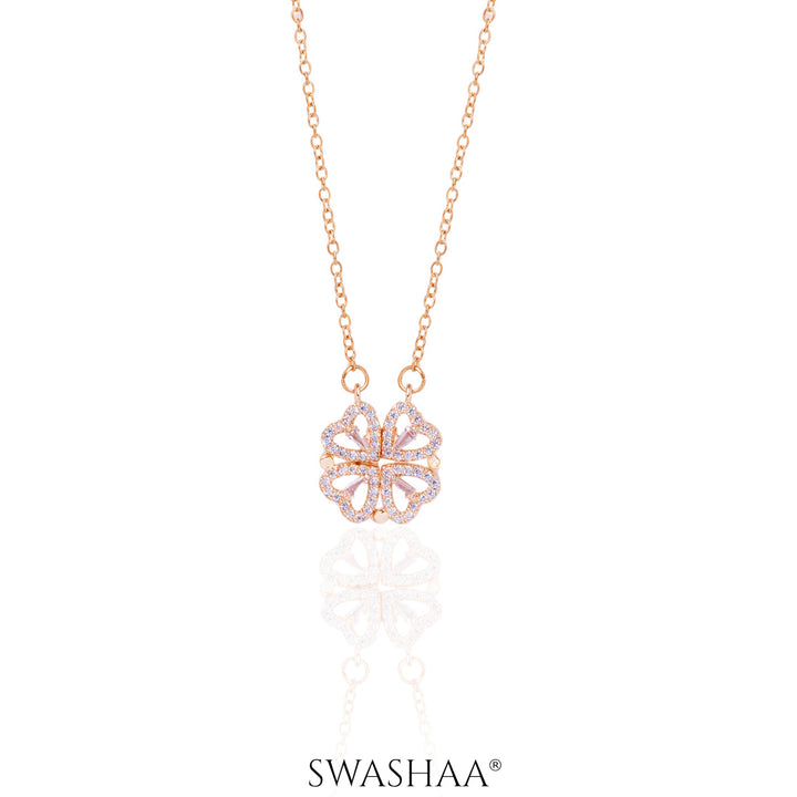 Shiny Clover Rosegold Plated Necklace