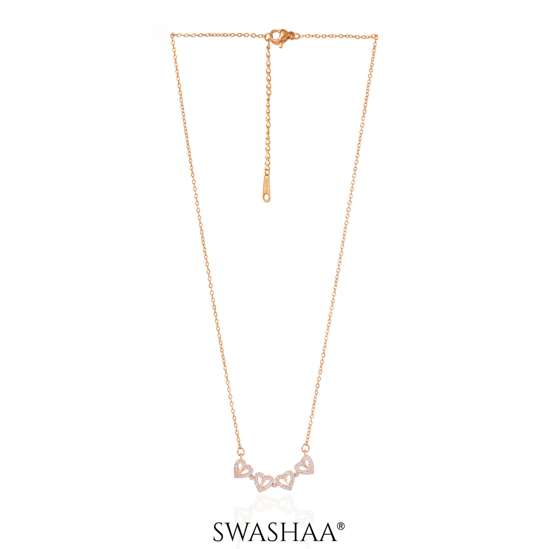 Shiny Clover Rosegold Plated Necklace