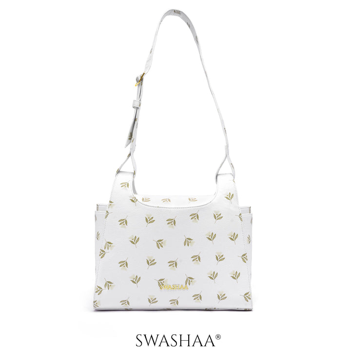 Snow Petals Leather Shoulder Bag