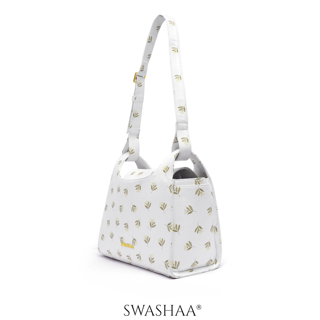 Snow Petals Leather Shoulder Bag