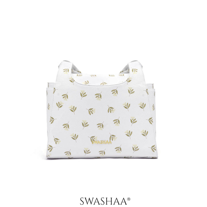 Snow Petals Leather Shoulder Bag