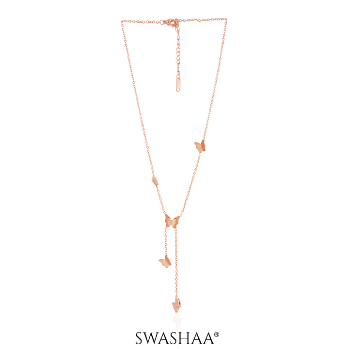 Statement Butterfly Rosegold Plated Necklace