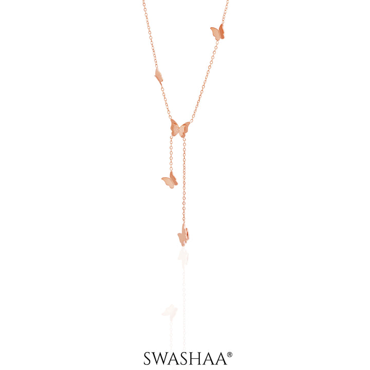 Statement Butterfly Rosegold Plated Necklace