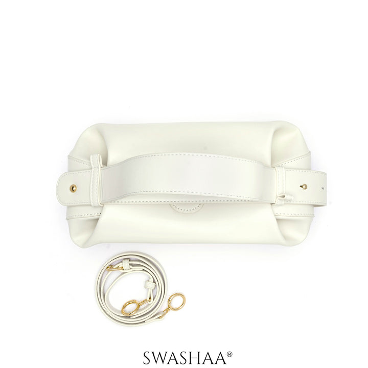 Stella White Leather Shoulder Bag