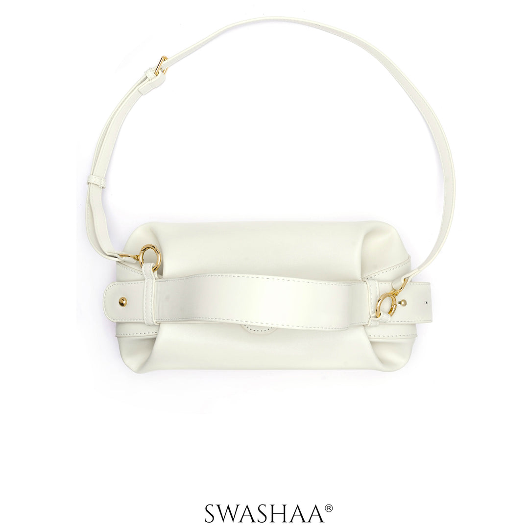 Stella White Leather Shoulder Bag