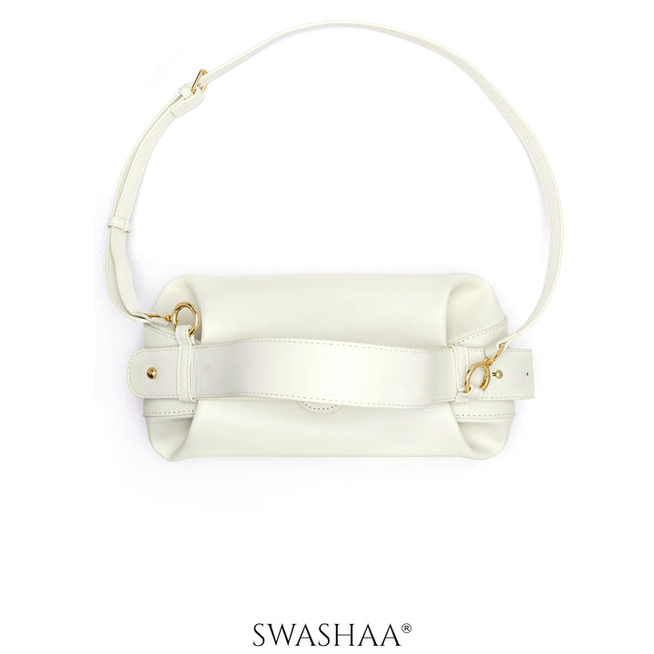 Stella White Leather Shoulder Bag