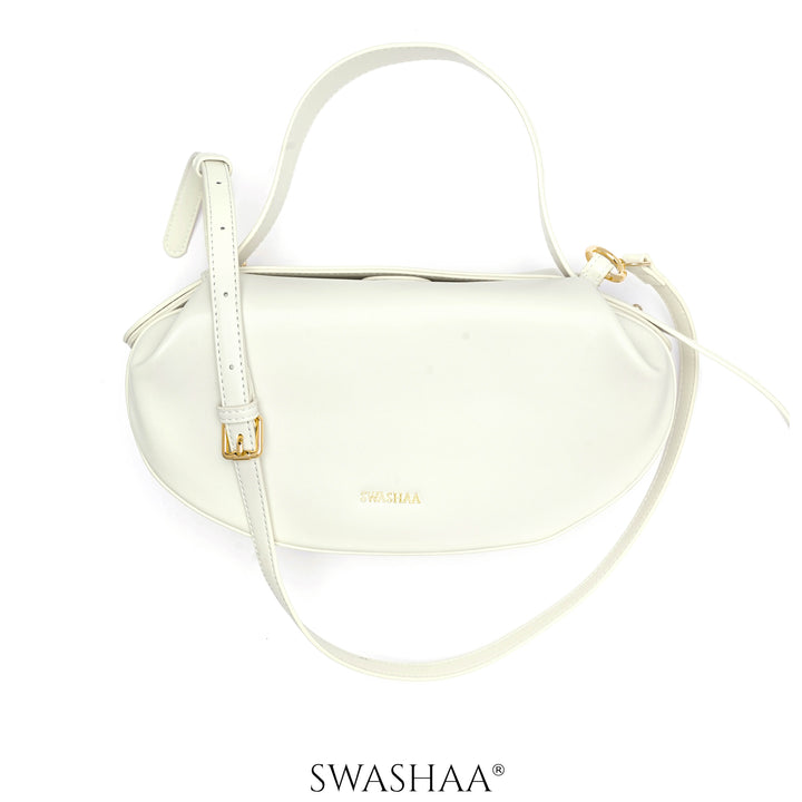 Stella White Leather Shoulder Bag