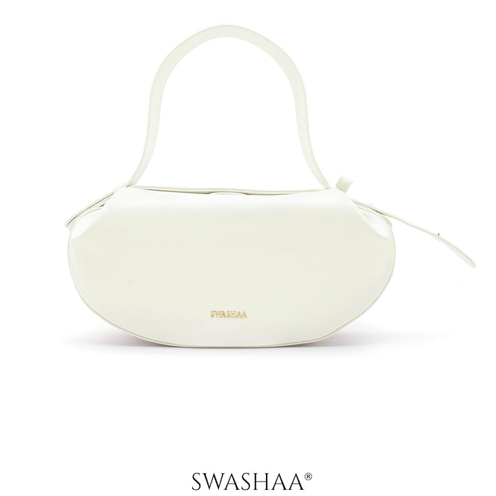 Stella White Leather Shoulder Bag