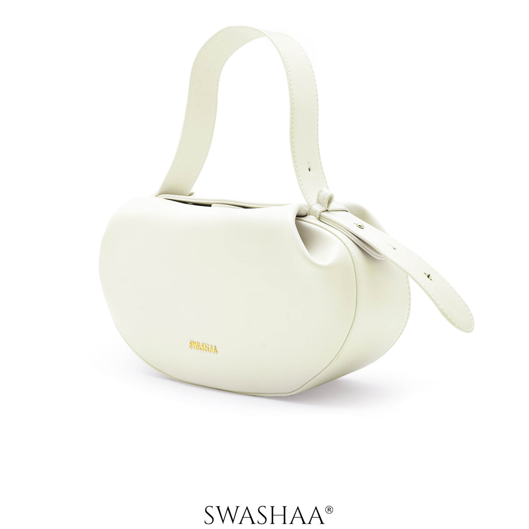 Stella White Leather Shoulder Bag