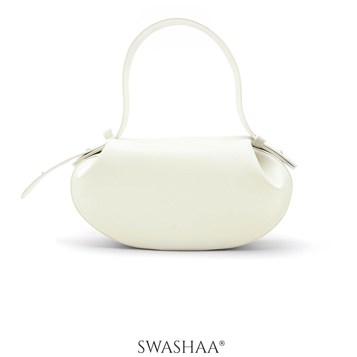 Stella White Leather Shoulder Bag