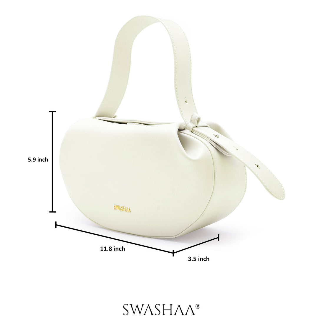 Stella White Leather Shoulder Bag