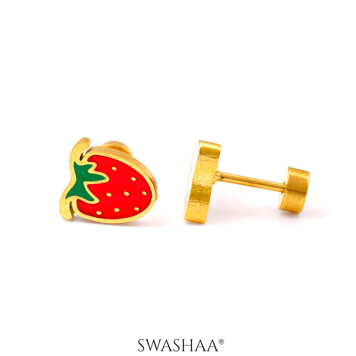 Strawberry 18K Gold Plated Kid's Earrings