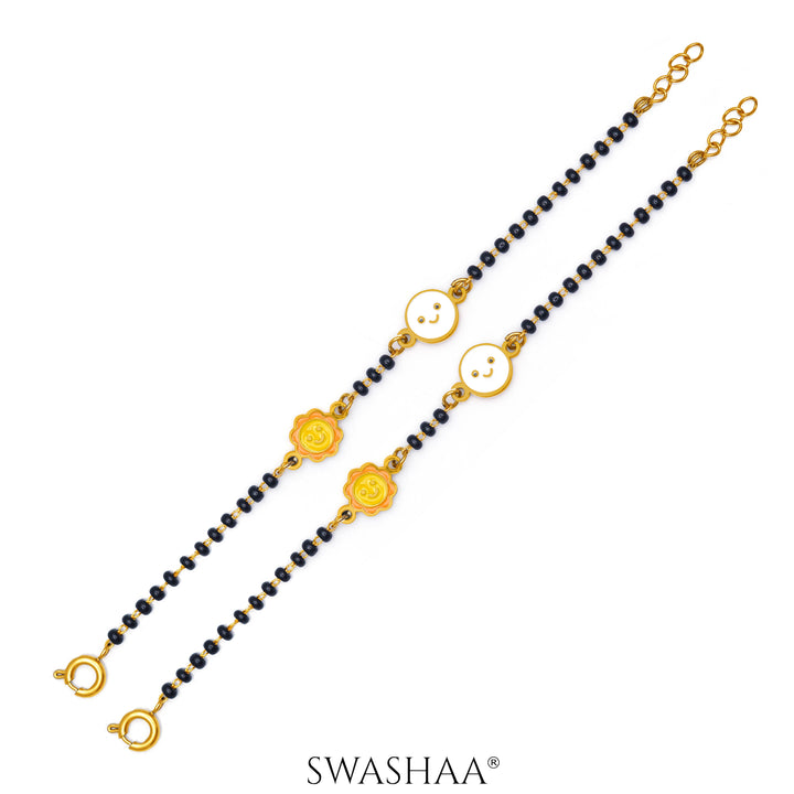 Sun & Moon Charms 18K Gold Plated Kid's Nazariya Bracelet