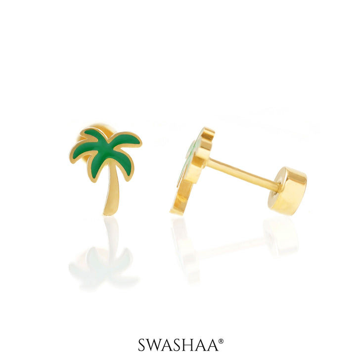 Tall Coconut 18K Gold Plated Kid's Earrings