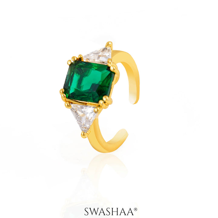 Tanaya Emarald 18K Gold Plated Ring