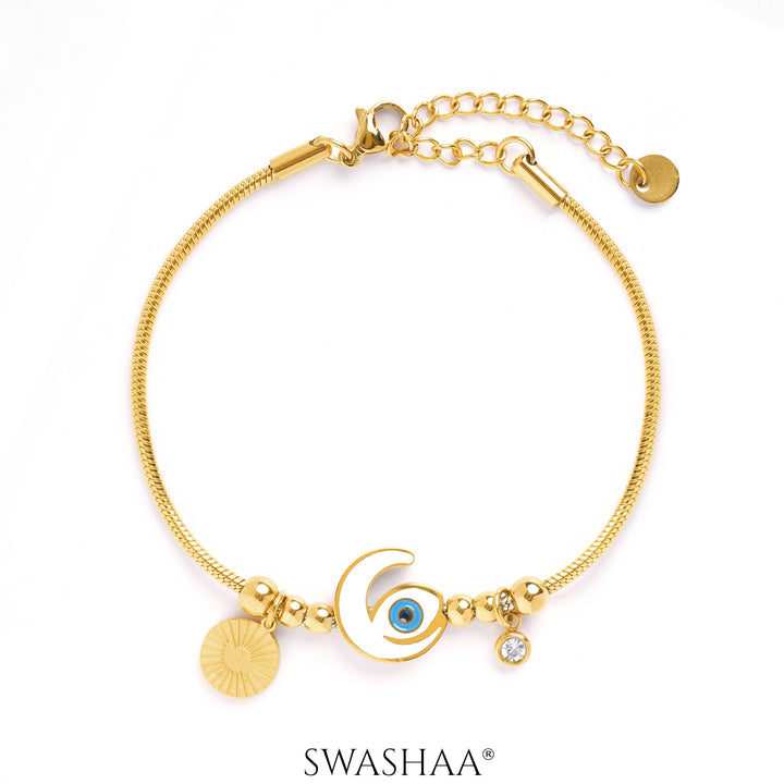 Tanhaa Moon Eye 18K Gold Plated Bracelet