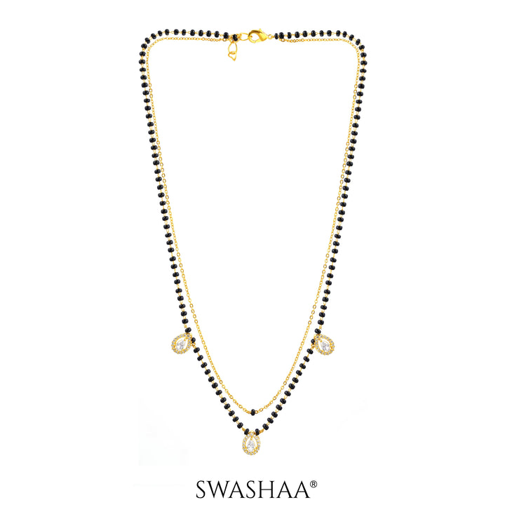 Tia Layered Teardrop Diamond 18K Gold Plated Mangalsutra