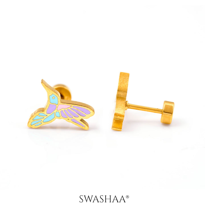 Tim Tum Bird 18K Gold Plated Kid's Earrings