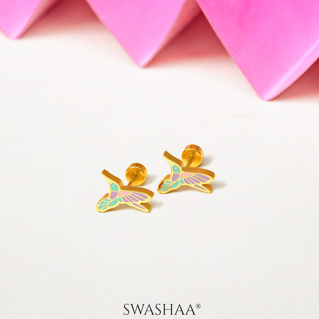 Tim Tum Bird 18K Gold Plated Kid's Earrings