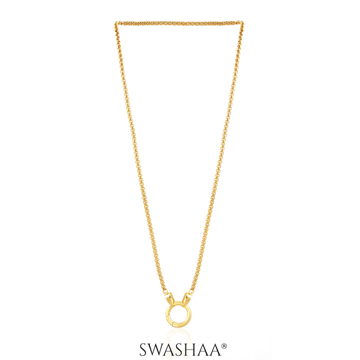 Vangie Eternal Ring Amulate Box Chain 18K Gold Plated Necklace