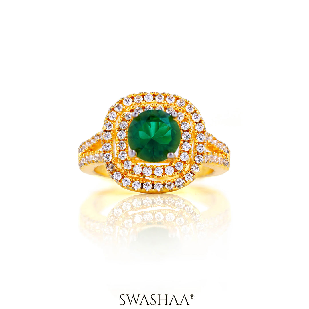 Vashti Emarald 18K Gold Plated Ring