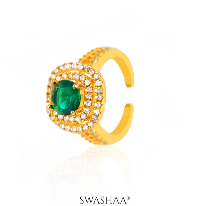 Vashti Emarald 18K Gold Plated Ring